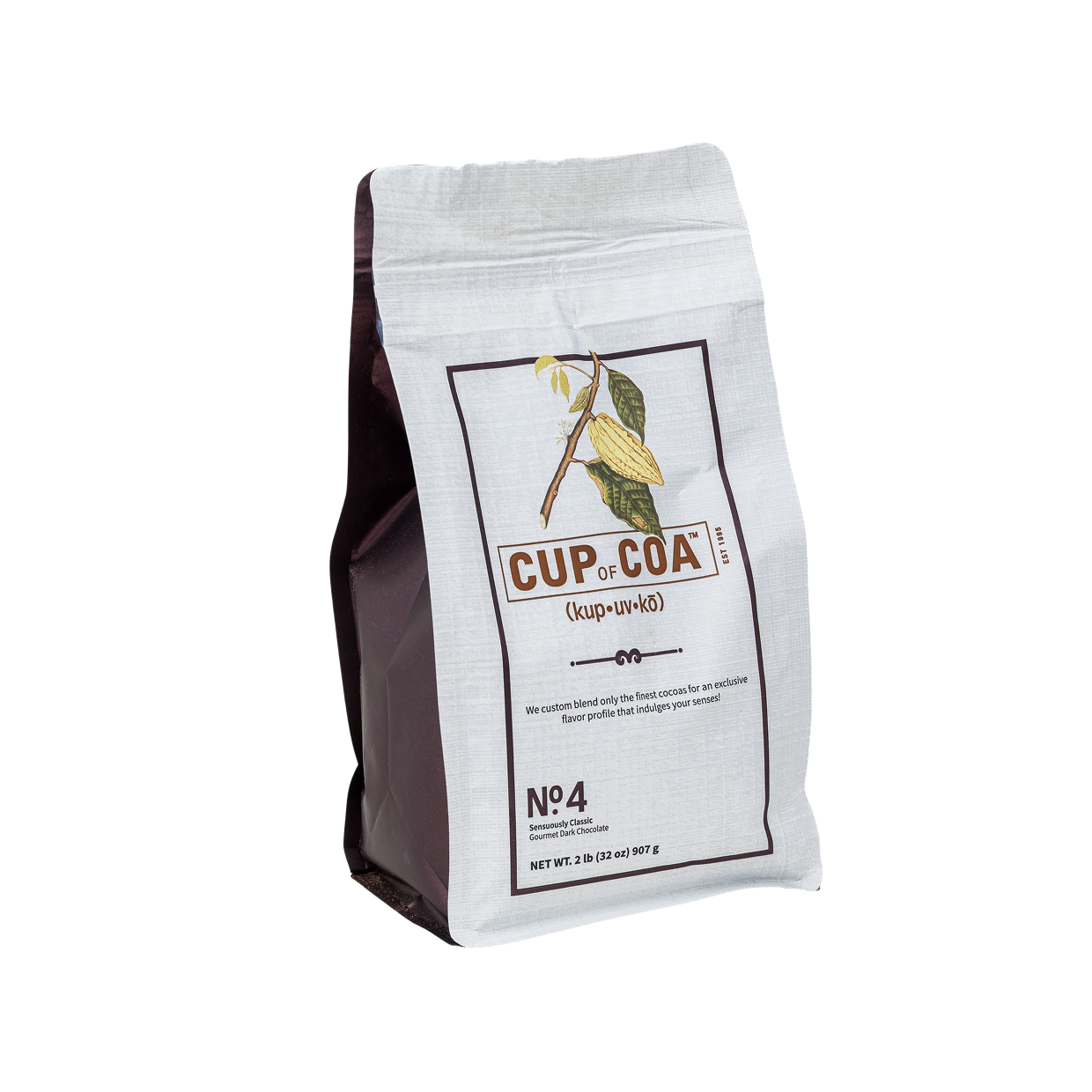 Cup of Coa Sensuously Dark No. 4 — 2-pound bag of rich, milk-based dark chocolate cocoa powder.